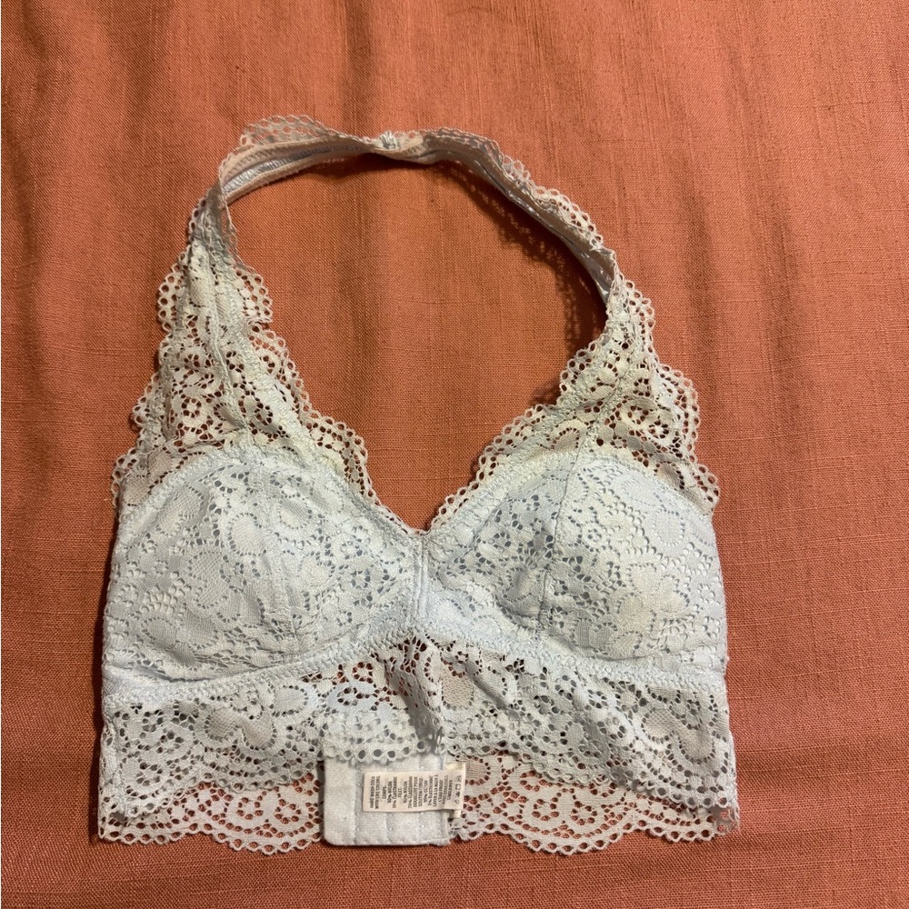 Aerie Lace Halter Bralette in Light Blue